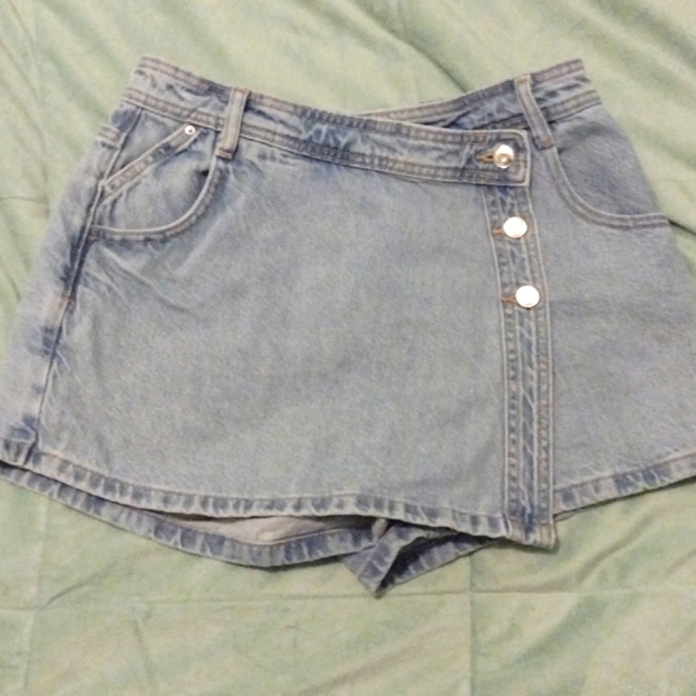 Buttoned denim skort light blue ref 1416/021